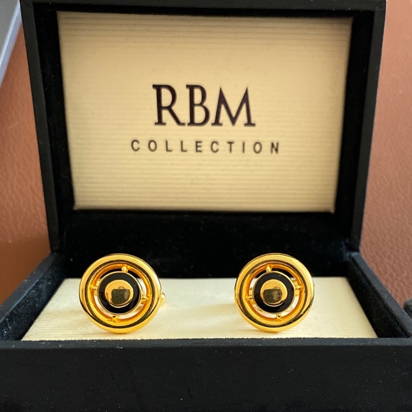 Cufflinks Vintage RBM Collection Black & Gold - Picture 8 of 8